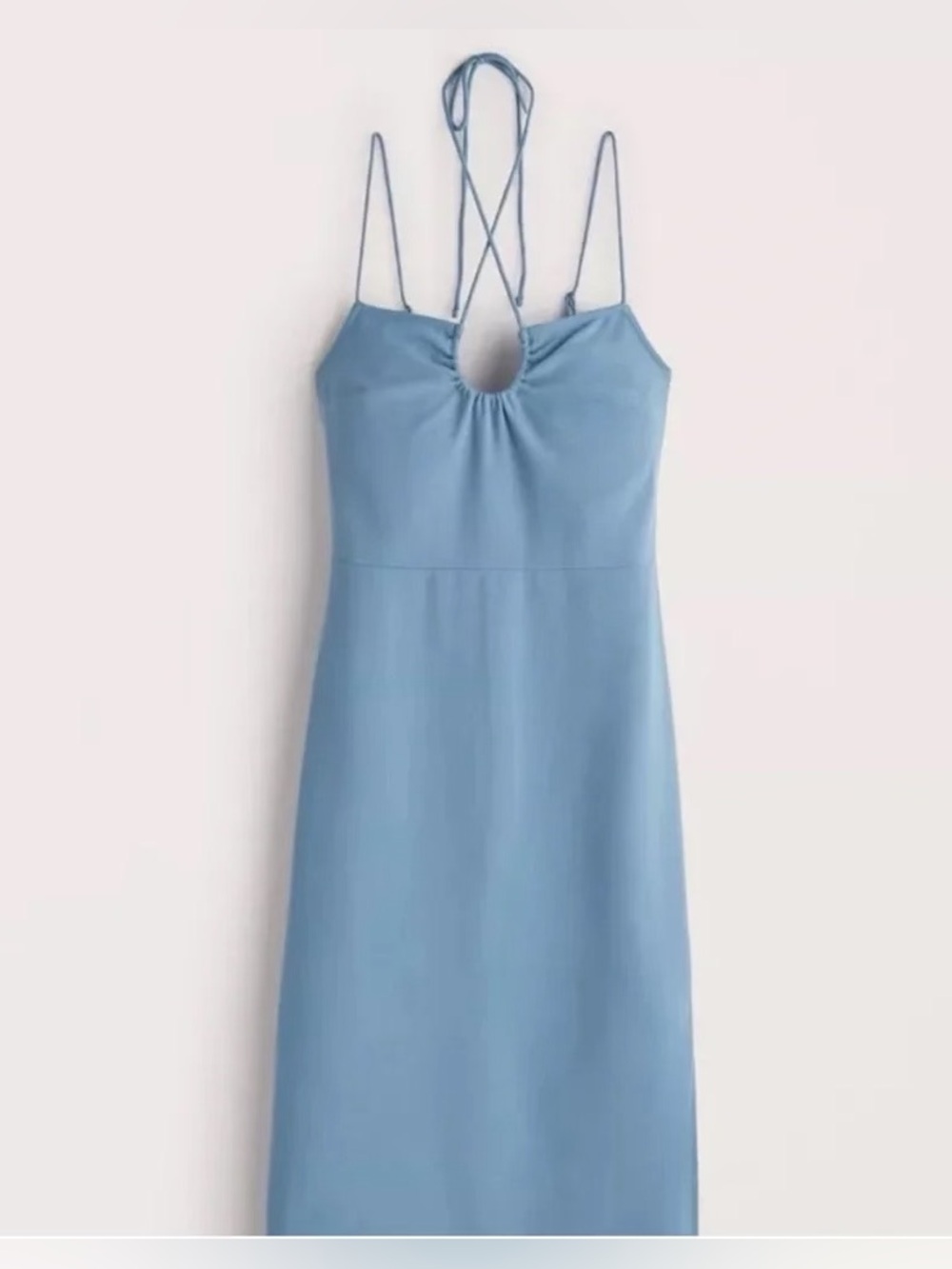Abercrombie & Fitch Blue Halter Midi Dress Size Medium Petite Wedding Guest